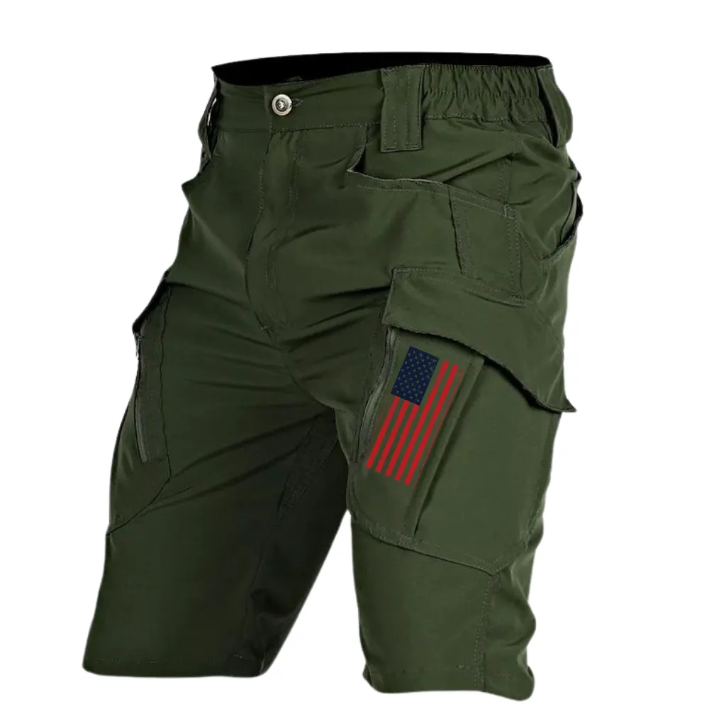 USA FLAG QUICK DRYING BREATHABLE ELASTIC WORKWEAR CARGO PANTS