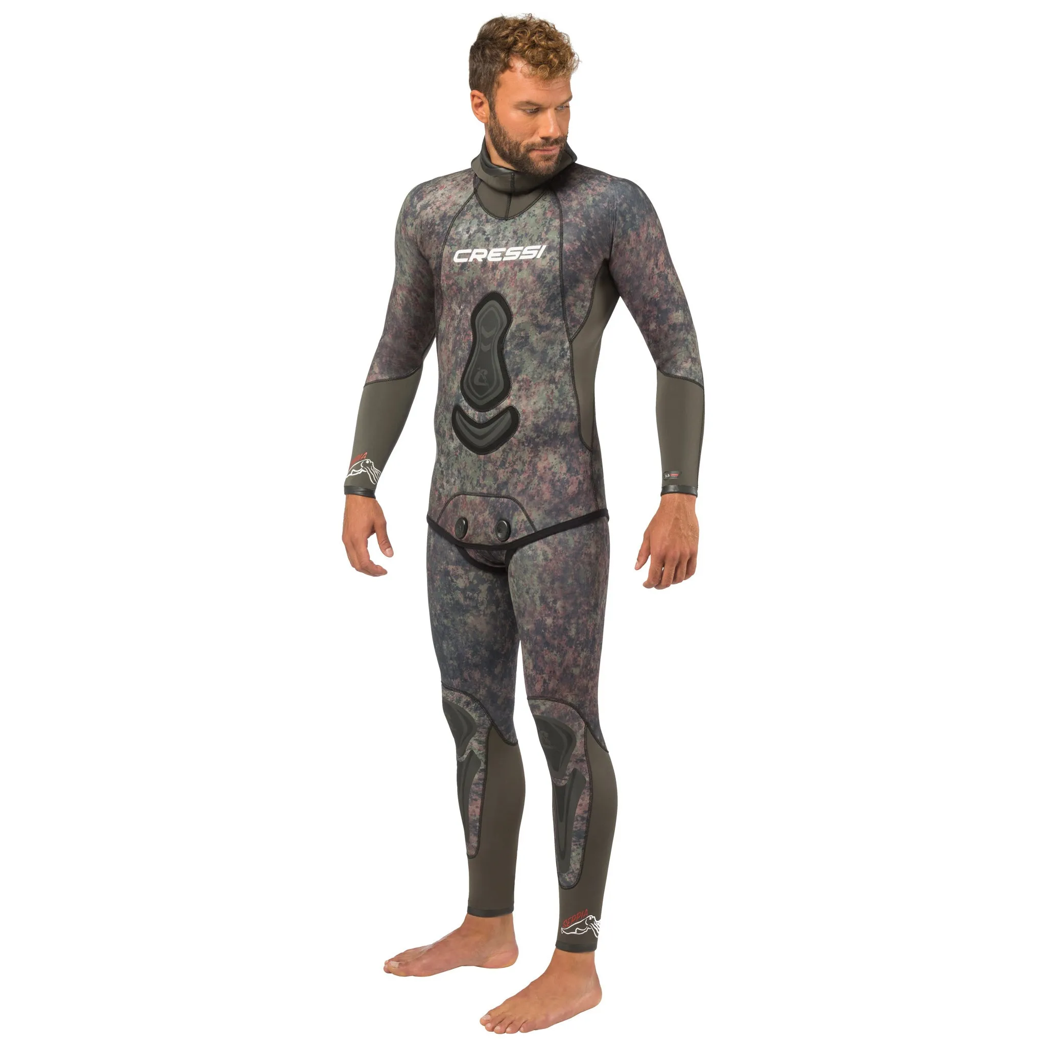 Used Cressi 5mm Mens Seppia 2-piece Freediving Wetsuit - Camo Grey - Large/4