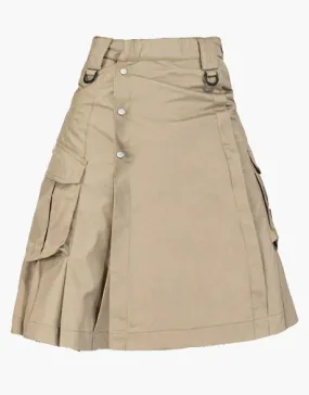 VELCRO STRAP KHAKI FASHION UTILITY KILT