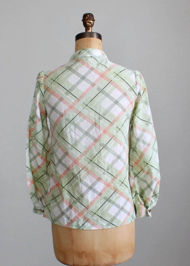 Vintage 1970s Plaid Cotton Tunic Shirt