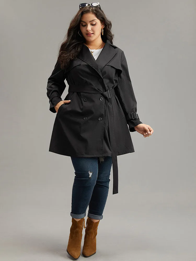 Wind-Resistant Belted Double Breasted Coat