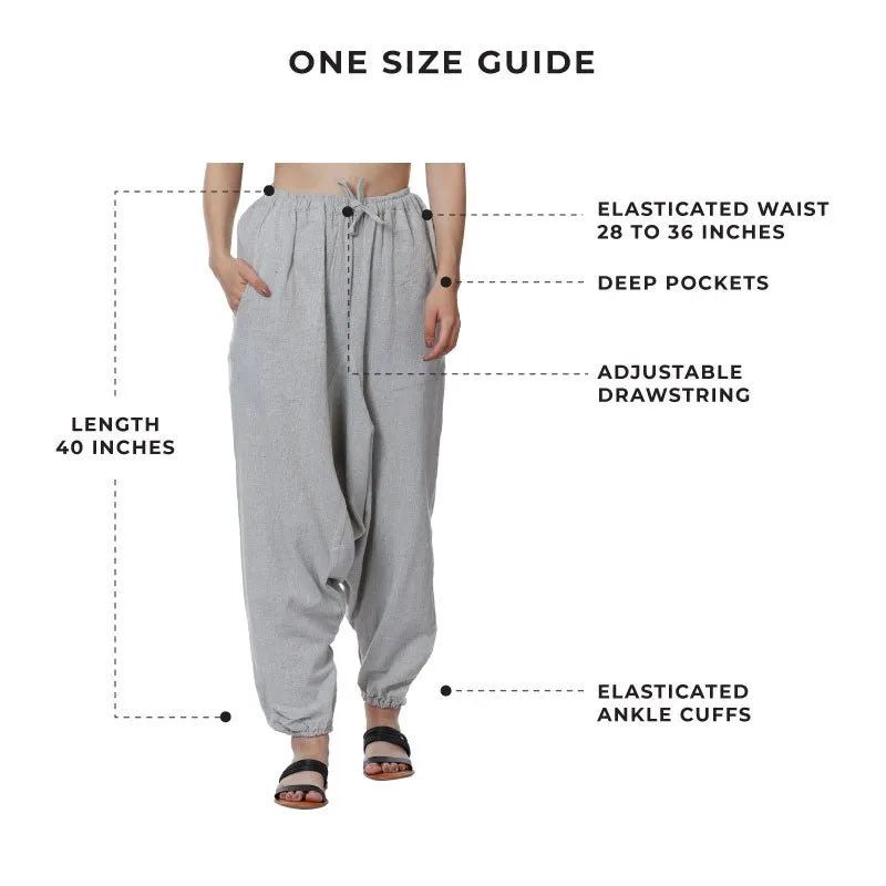 Women's Harem Pant | Melange Grey | Fits Waist Size 28" to 36"