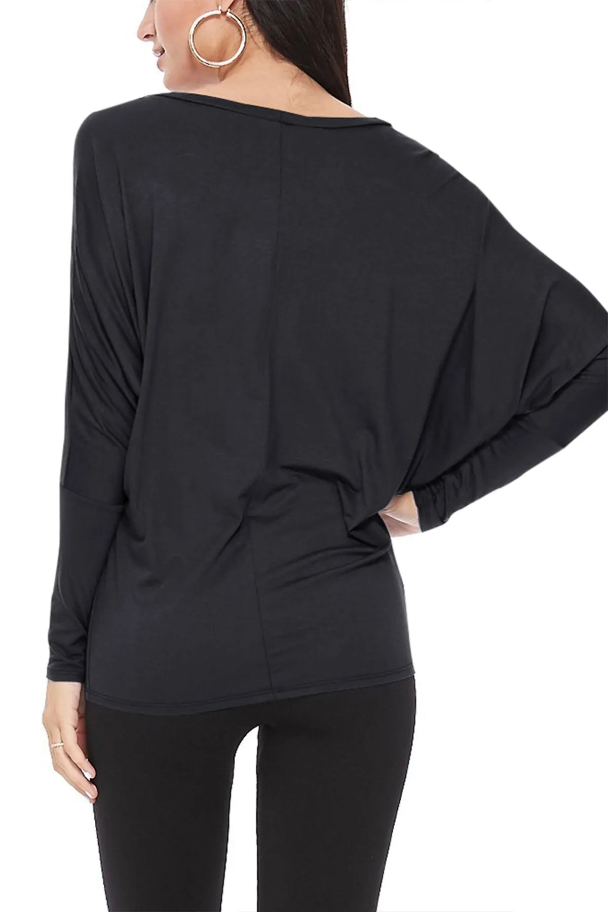 Women's Lightweight Solid Stretch Loose Fit Long Sleeve Dolman Tunic Top (Pack of 2)