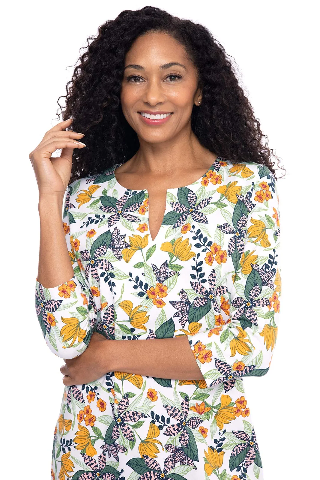 Women's Oceanside Tunic Dress  |  Apricot Crush Floral Paradise