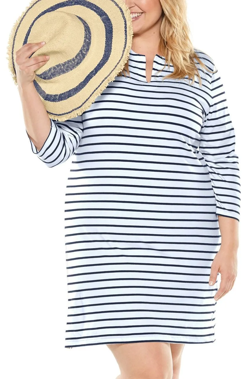 Women's Oceanside Tunic Dress  |  White/Navy Stripe