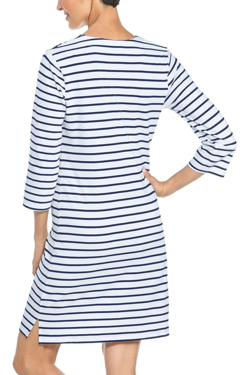 Women's Oceanside Tunic Dress  |  White/Navy Stripe