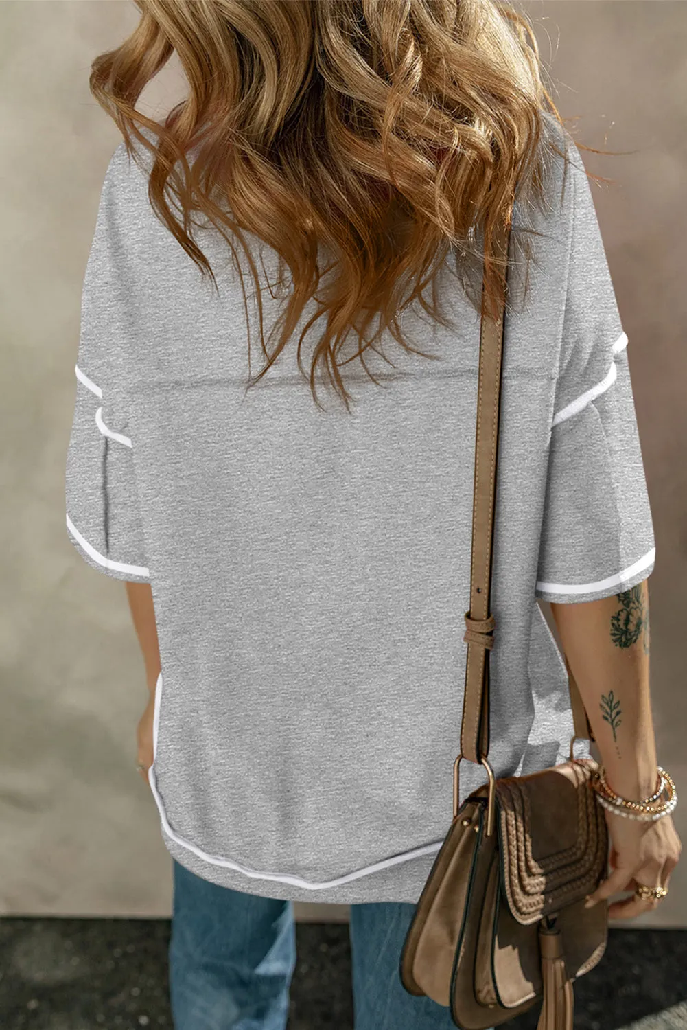 Women's Oversize T Shirts Casual Short Sleeve Henley Neck Summer Tops Tees