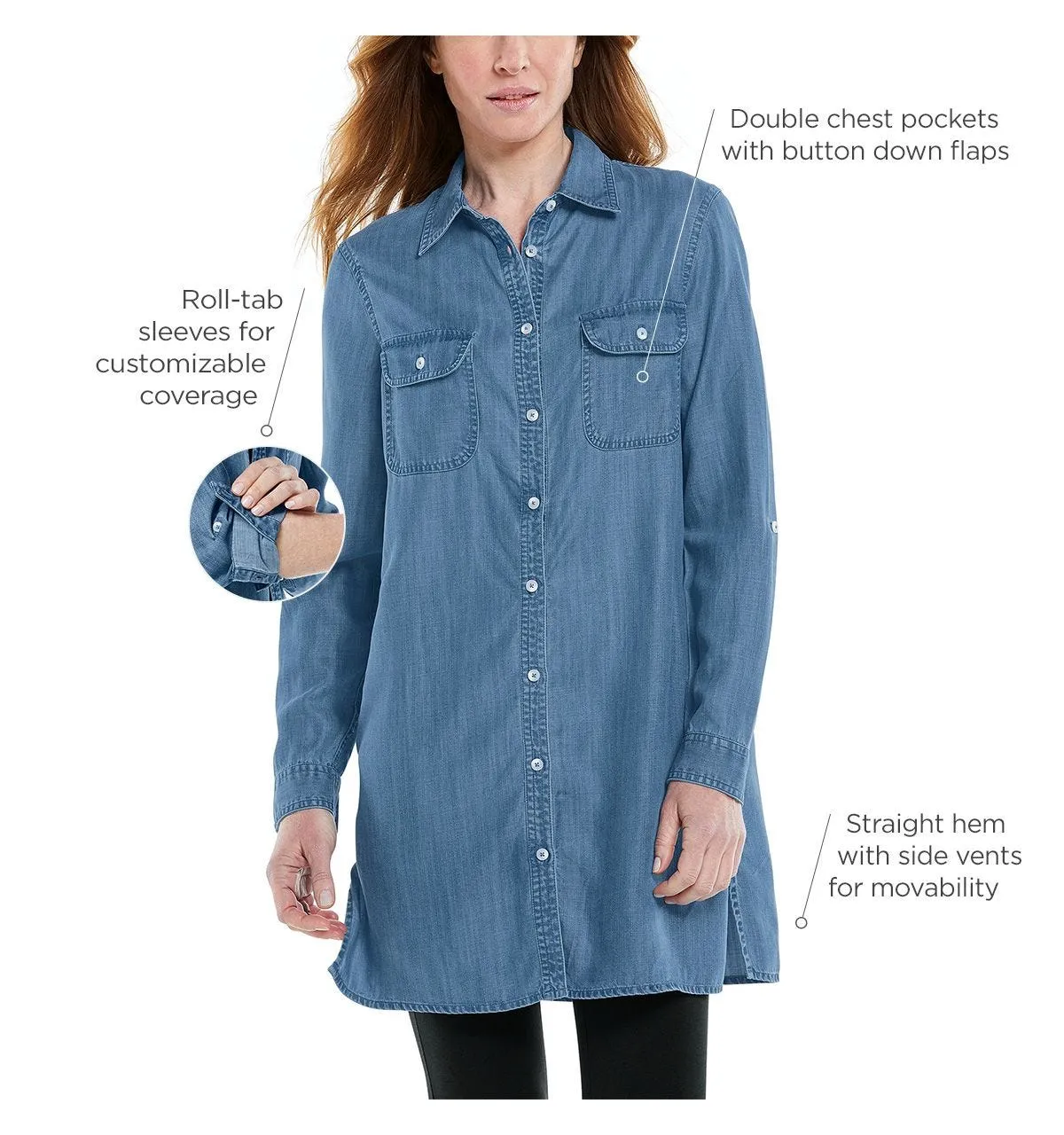 Women's Santa Rosa Chambray Tunic Top  |  Light Indigo Chambray