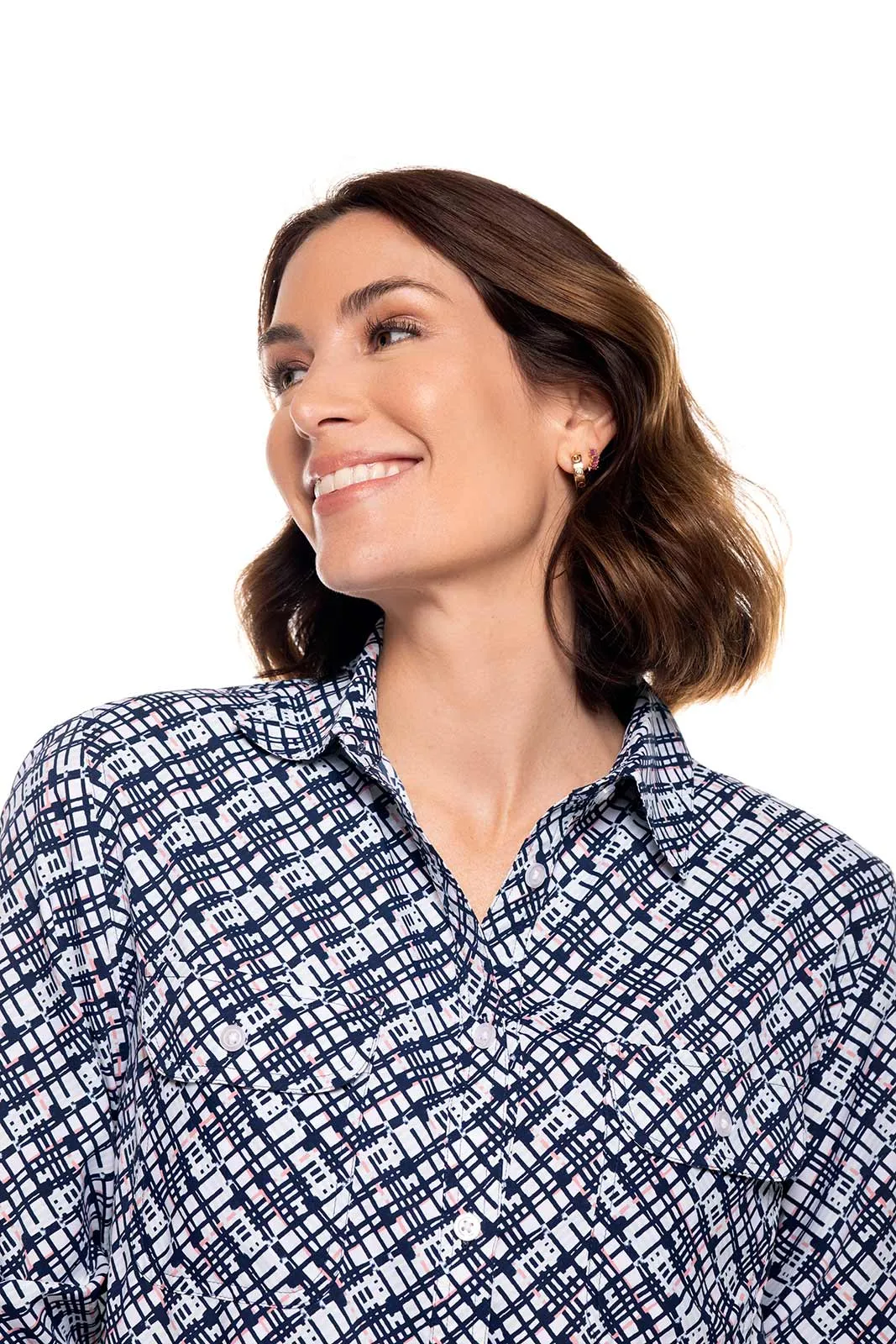 Women's Santorini Tunic Shirt  |  Navy Gulf Stream Stripe