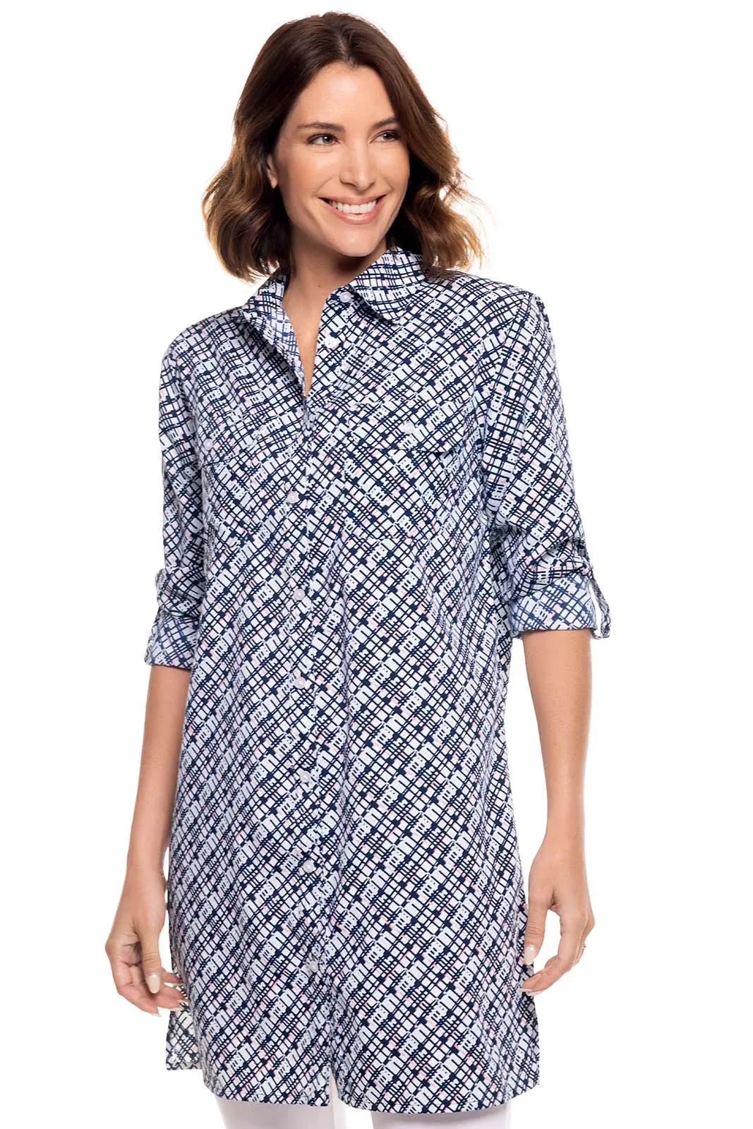 Women's Santorini Tunic Shirt  |  Navy Gulf Stream Stripe