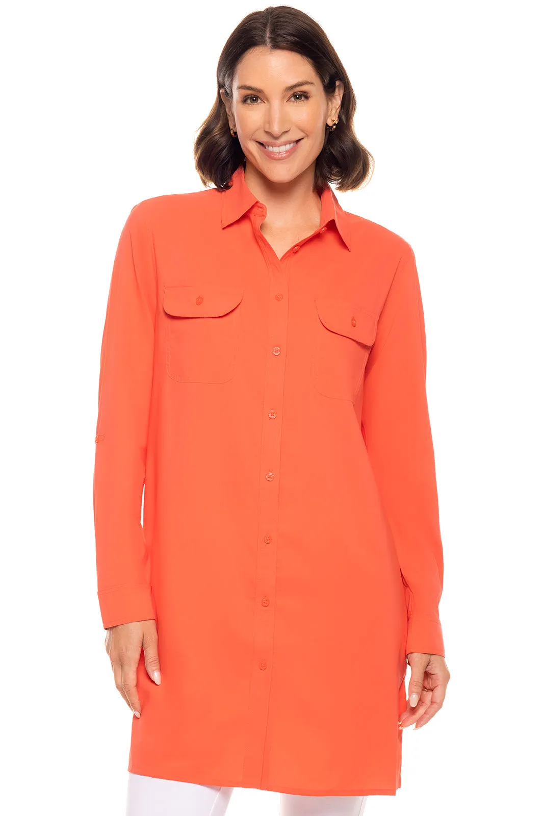 Women's Santorini Tunic Shirt  |  Vivid Coral