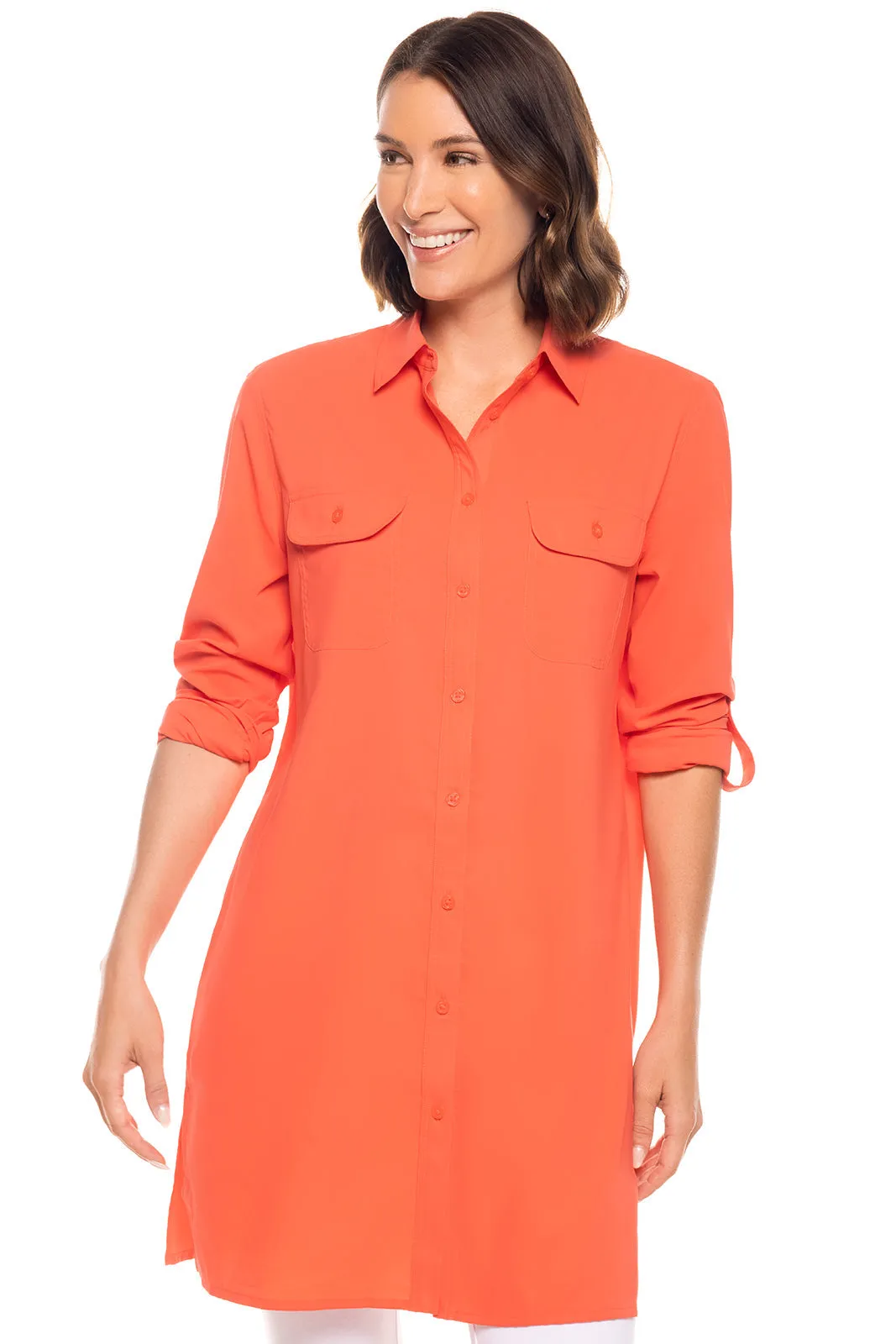 Women's Santorini Tunic Shirt  |  Vivid Coral