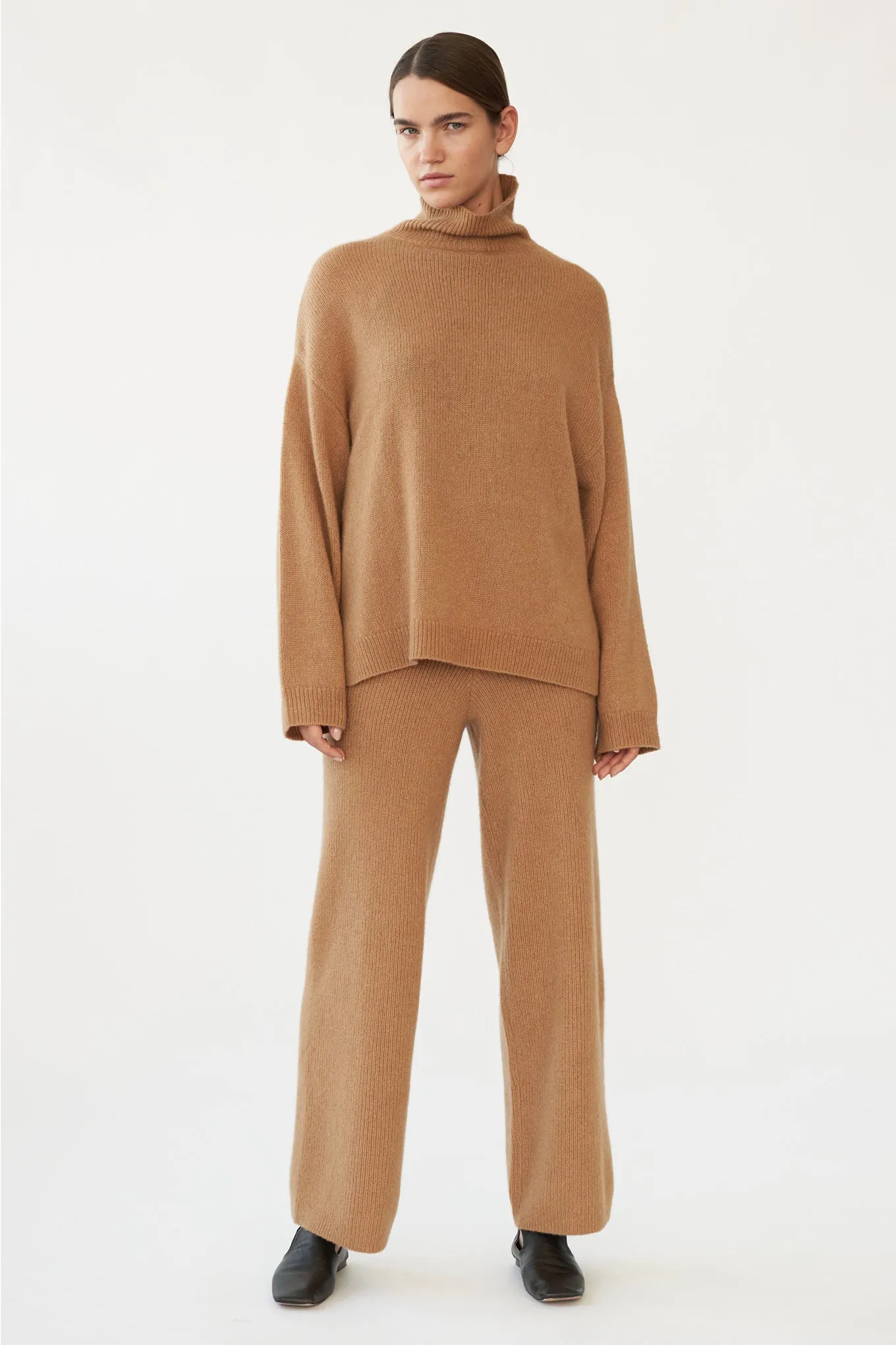 ZIGGA KNIT PANTS - CAMEL - SILK/CASHMERE