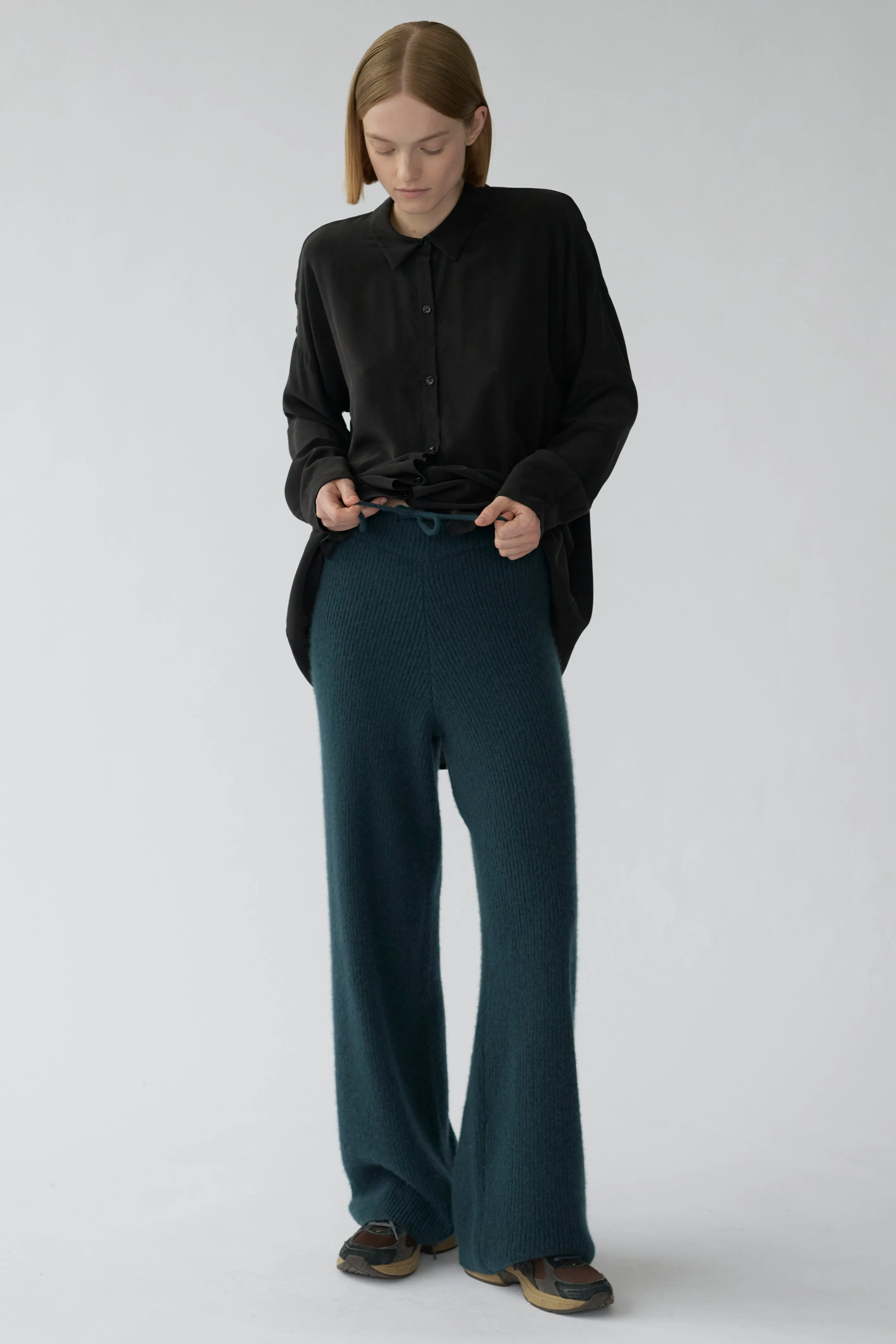 ZIGGA KNIT PANTS - JADE GREEN - SILK/CASHMERE