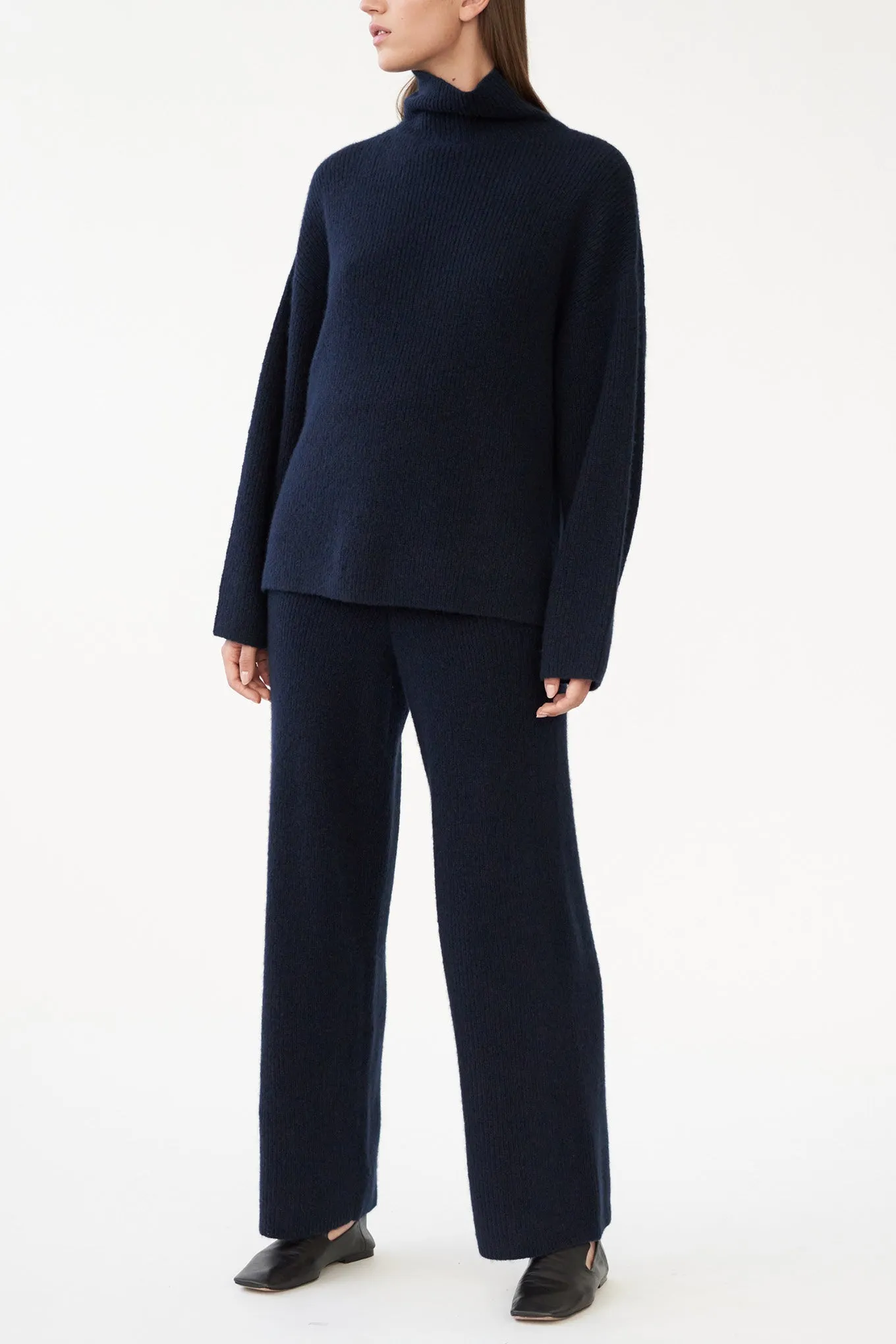 ZIGGA KNIT PANTS - NAVY - SILK/CASHMERE